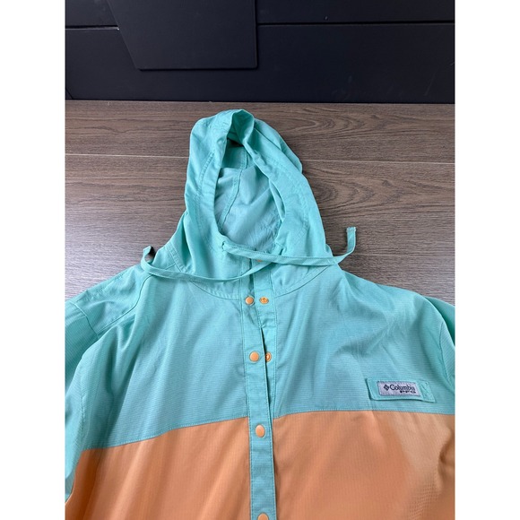 Columbia PFG Women's Tamiami Colorblock Half Snap Pullover Hooded Windbreaker L - Picture 12 of 14